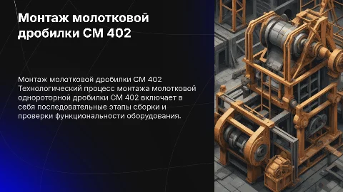 Монтаж молотковой дробилки СМ 402: технологический процесс