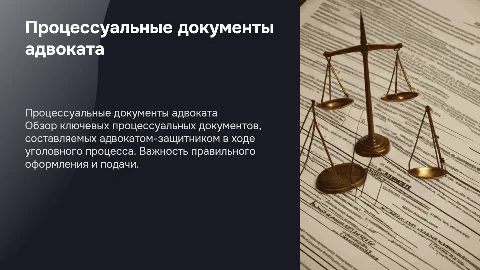 Процессуальные документы адвоката-защитника по уголовным делам