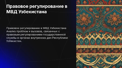 Проблемы правового регулирования в МВД Узбекистана