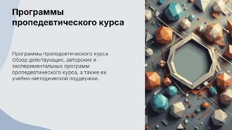 Программы пропедевтического курса: анализ и поддержка