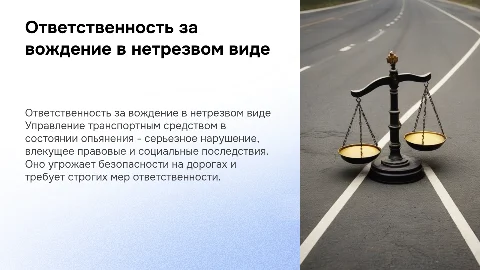 Ответственность за управление транспортным средством в состоянии алкогольного опьянения