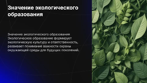 Значение экологического образования и воспитания