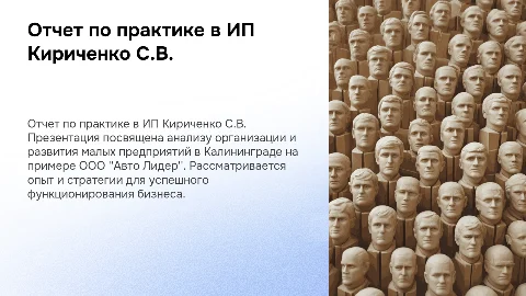 Отчет по практике в ИП Кириченко С.В. о малом бизнесе