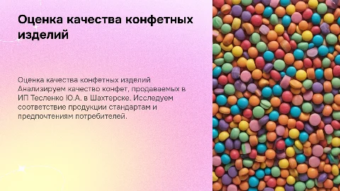 Оценка качества конфетных изделий в ИП Тесленко Ю.А.