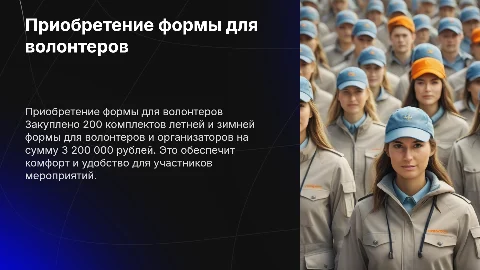 Приобретение формы для волонтеров: 200 комплектов на юбилей