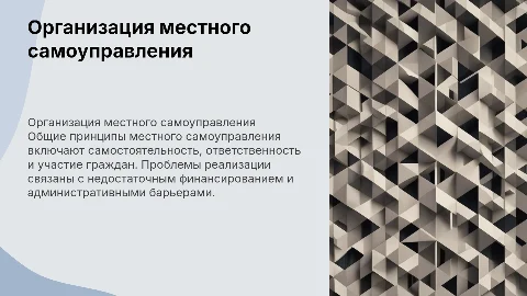 Общие принципы организации местного самоуправления