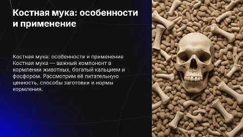 Костная мука: питательность, заготовка и нормы кормления