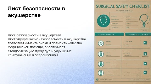 Лист хирургический безопасности с учетом акушерства