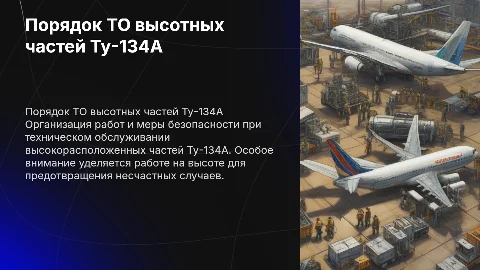 Организация работ при ТО высокорасположенных частей Ту-134А