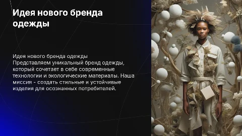 описание бизнес идеи брэнда одежды, три слайда