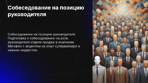 Собеседование на позицию руководителя отдела продаж в Мегафон