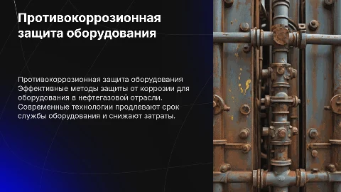 Противокоррозионная защита оборудования для добычи нефти и газа