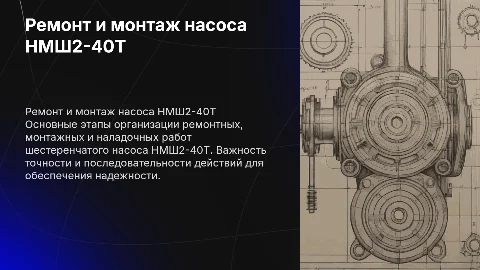 Организация ремонтных работ шестеренчатого насоса НМШ2-40Т