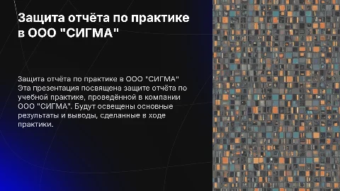 Защита отчёта по учебной практике в ООО "СИГМА"