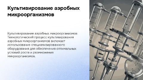 Культивирование аэробных микроорганизмов в биотехнологии
