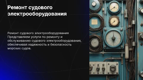 Презентация компании по ремонту судового электрооборудования