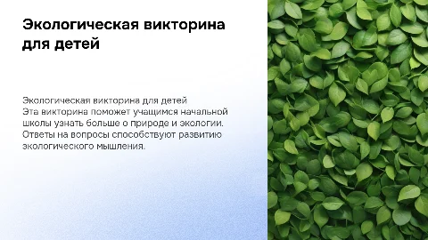 викторина для начальной школы на тему экология