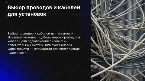 Методика выбора марок проводов и кабелей для установок