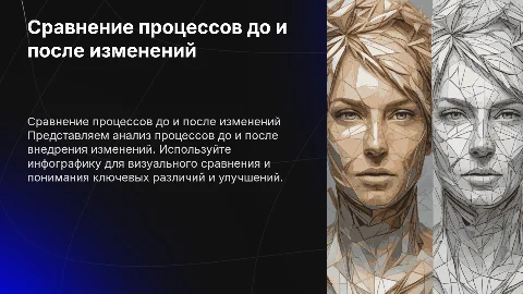 Слайд с инфографикой: сравнение процессов до и после изменений