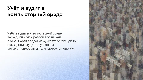 Специфика бухгалтерского учёта и аудита в компьютерной среде