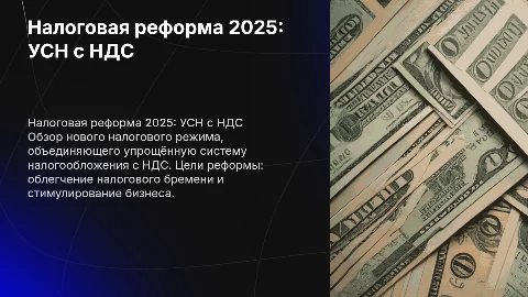 Налоговая реформа 2025 .Новый налоговый режим УСН с НДС
