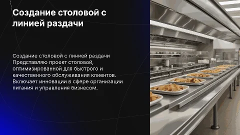 Презентация о проекте создания столовой с линией раздачи