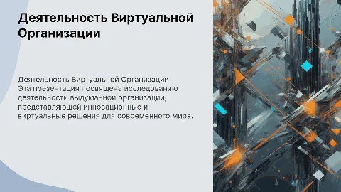 Презентация о деятельности виртуальной организации
