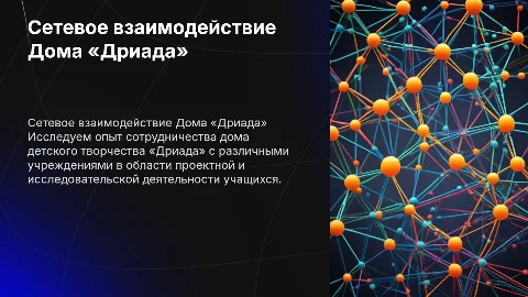 Сетевое взаимодействие Дома «Дриада» в проектной деятельности