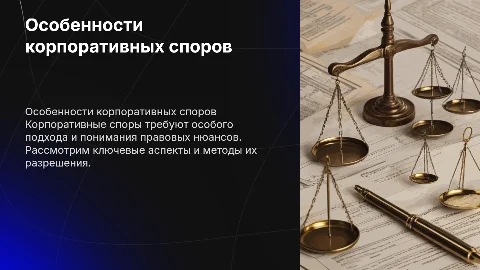 Особенности рассмотрения корпоративных споров