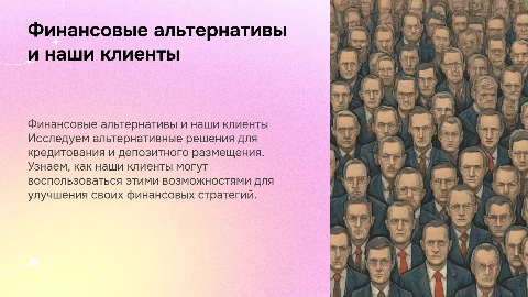 Альтернатива кредитованию и депозитам для клиентов