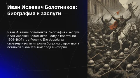 Иван Исаевич Болотников биография, жизнь, заслуги
