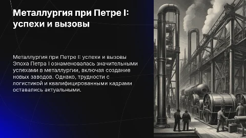 достижения и трудности металлургии при Петре 1