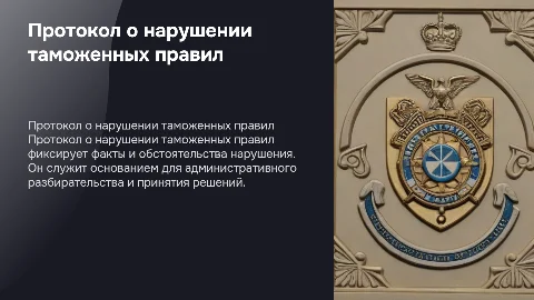 поезентация готовая на тему протокол о нарушении таможенных правил