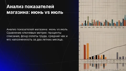 Сравнение показателей торговой точки за июнь и июль