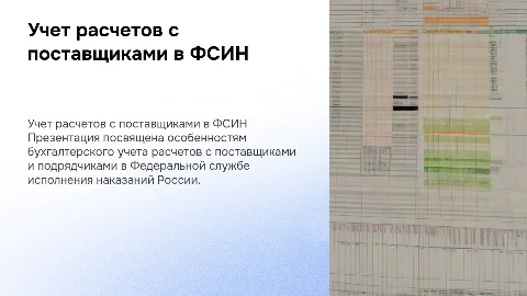 Бухгалтерский учет расчетов с поставщиками в ФСИН России