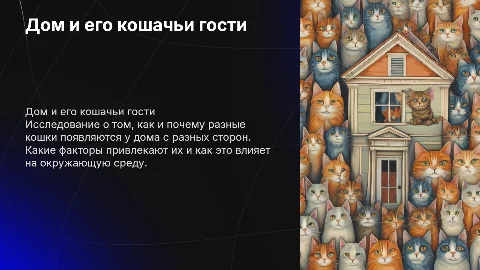 ДОМ, У ДОМА ПОЯВЛЯЮТСЯ РАЗНЫЕ КОШКИ С РАЗНЫХ СТОРОН