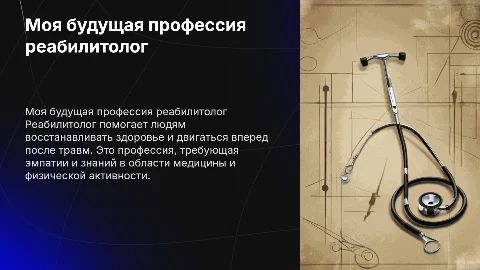 Моя будущая профессия реабилитолог