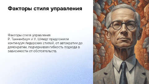 Факторы стиля управления Р. Танненбаума и У. Шмидта