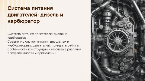 Система питания дизельных и карбюраторных двигателей