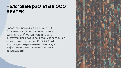 Организация расчетов по налогам в ООО АВАТЕК