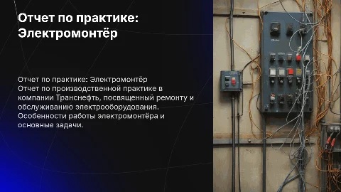 Отчет по производственной практике электромонтёра в Транснефти