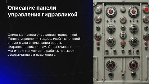 Описание панели управления гидравликой