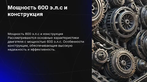Характеристики: мощность 600 э.л.с и особенности конструкции