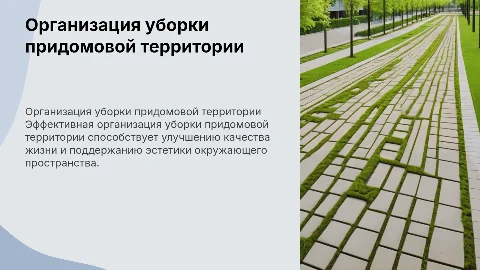 Организация уборки придомовой территории: презентация на 7-8 слайдов