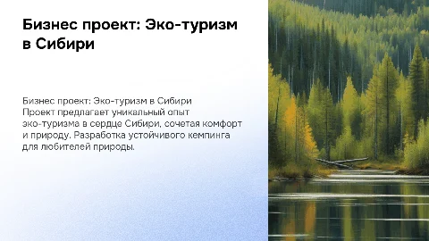 Бизнес проект "Эко-туристический кемпинг «Сибирская Глушь»