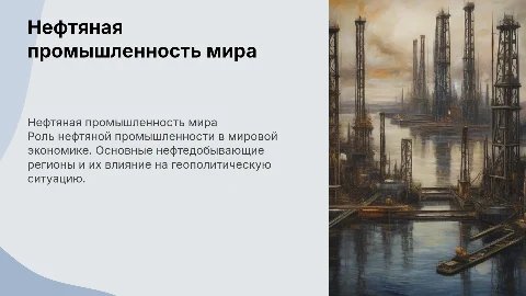 с картинками, по географии 9 класса, тема нефтяная промышленность