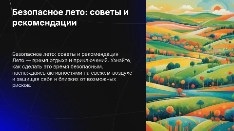 Стильная презентация на тему « безопасное лето»