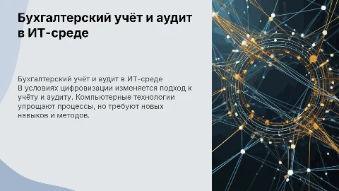 Специфика бухгалтерского учёта и аудита в компьютерной среде