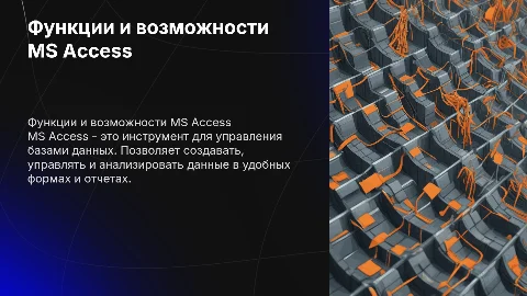 Функции и принадлежности программы MS ACCESS