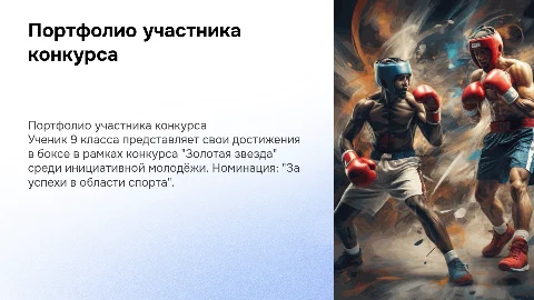Портфолио участника конкурса "Золотая звезда" по боксу